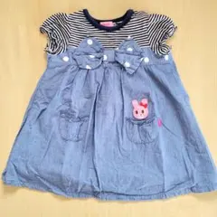 ミキハウス MIKIHOUSE ホットビスケッツ デニムワンピース うさこ 90