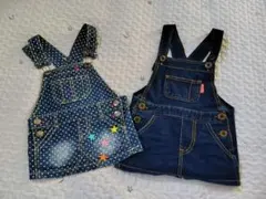 70cm80cmデニム ジャンバースカート 2点セット