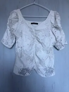 INGNI ホワイト レース五分袖ブラウス