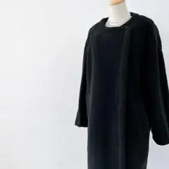美品＊セレクトモカ　ふんわり暖かいボアコート ゆったりシルエット　Fサイズ　黒