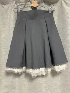 リボン付きグレーのプリーツミニスカートのサムネイル