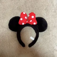 ミニーマウス カチューシャ 赤いリボン付き