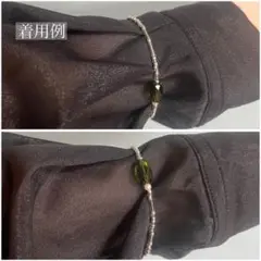 シルバー ビーズ ブレスレット ワンポイント グリーン