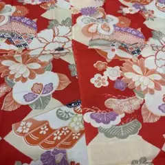着物 はぎれ レトロ 昭和オレンジ