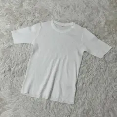 【c5296】レディース　トップス　Tシャツ　半袖　ホワイト リブ編み