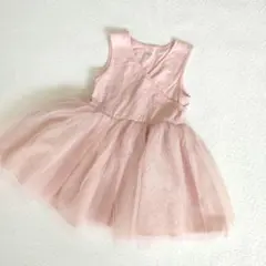 90 ピンク チュール ドレス ベビードレス 誕生日 ハーフバースデー