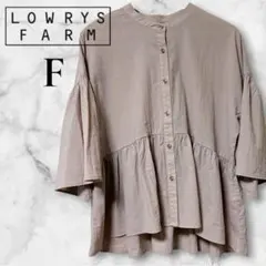 LOWRYS FARM フレアブラウス F ピンク バンドカラー