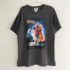 古着　バックトゥーザフューチャー　Tシャツ　スミ黒　半袖　チャコールグレー