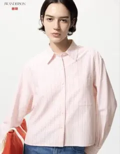 ユニクロ　JW ANDERSON ピンク オックスフォードシャツ　ストライプ S