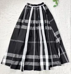 未使用品＊BLUE EAST＊チェック柄ロングスカート☆ブラック　M