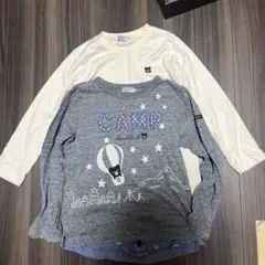 DOUBLE.B 長袖カットソー 120cm グレー アイボリー　２枚セット