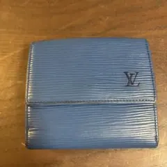 ルイヴィトン エピ 二つ折り 財布 ポルトモネビエ カルトクレディ ブルー 青