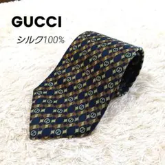 【美品】GUCCI ネクタイ シルク100% GG柄 ドット イタリア製 光沢