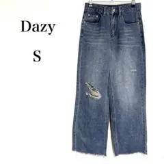 デイジー DAZY ダメージジーンズ ワイドレッグ Y2K シーイン【S】