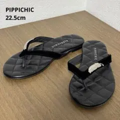PIPPICHIC ピッピシック トングサンダル フェザー キルティング 黒のサムネイル