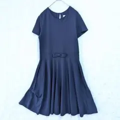 ショパン ワンピース ネイビー リボン 半袖 160 フォーマル お受験 発表会