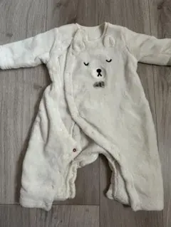 ホワイト クマ刺繍ロンパース 60-70cm