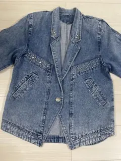 希少　y2k ヴィンテージ スタッズデニムジャケット ミドル丈　L相当