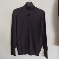 レリアン　タートルネックセーター　ニット　ダークブラウン