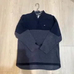 TOMMY HILFIGER フリースジャケット ハーフジップ ネイビー/グレー