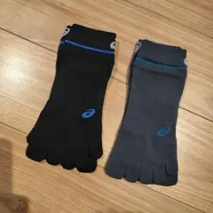 アシックス 五本指ソックス ブラック グレー