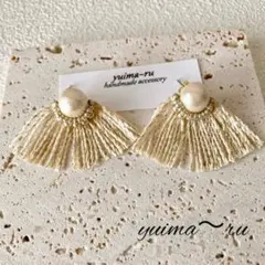 フリンジピアス /パール付き