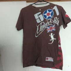 GILDAN プリント入りブラウンTシャツ