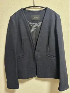 UNITED ARROWS ネイビー ノーカラー ジャケット