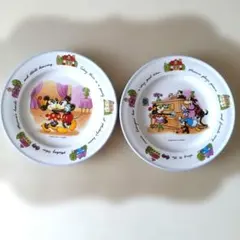 ディズニー ミッキー＆ミニー 絵皿 2枚セット レトロデザインのサムネイル