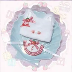 にじぱぺっと ぬい服　着ぐるみ　白ねこ帽子・スタイセット　10cm　あかいちご