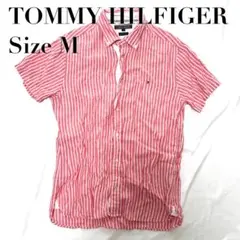 【良品】トミーヒルフィガー リネン 半袖 ボタンダウンシャツ M
