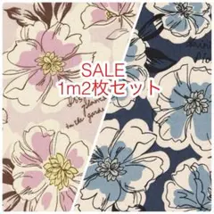 ラスト SALE 1m2枚セット 線描きフラワー① オックス