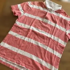 メンズ　GAP ラガーシャツ ボーダー ピンク Lのサムネイル