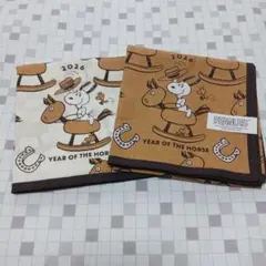【新品】⒀　スヌーピー　2026年干支柄　大判バンダナハンカチ　2点セット