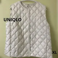 ユニクロのパフテックキルティングベスト（ウォームパデッド）オフホワイトXL