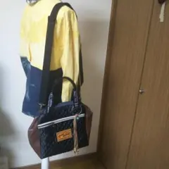 【一点物】2way デニムリメイク ワイヤー口金バッグ
