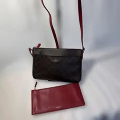 （美品COACH クロスボディショルダーバッグ ポップアウトポーチ付