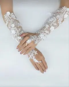 ブライダルグローブ フィンガーレス レース 手袋 ウェディング