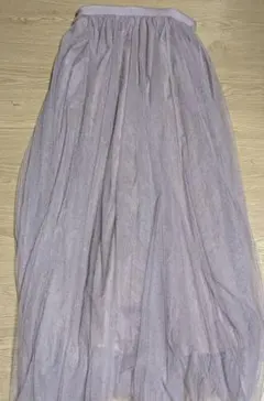 チュールレースのギャザー・ロングスカート