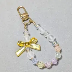 リボンが選べる⑅᜔ ビーズストラップ｜キーホルダー