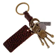 レザー　キーホルダー レトロ　カラビナ　ロボット　アメカジ　ストリート