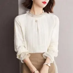 上品シフォンレースシャツ