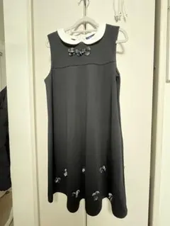 新品　ブラックフォーマルワルピース　ツーウェイ　白襟取り外し可　卒服　卒業式