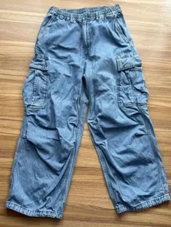 GU デニムブルー カーゴパンツ
