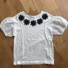 hakka kids フラワーモチーフ レース袖 Tシャツ 140のサムネイル