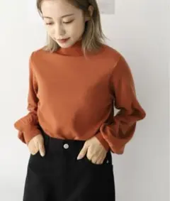 ボトルネックボリュームニットスリーブ ニットプルオーバー