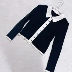 【GU】 ジーユー リブ編み クロップドカーディガン　ブラック