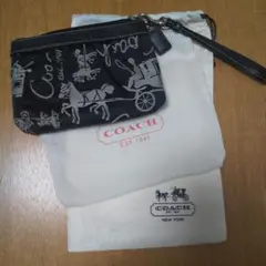 新品未使用 COACH コーチ  ミニポーチ リストレット 黒  おまけ袋付き
