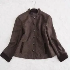 美品 レリアン ジャケット チェック スエード切替 日本製 ウール