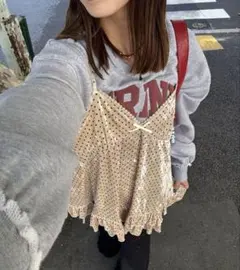 ベロアキャミチュールワンピース　チャオパニック　ドット柄